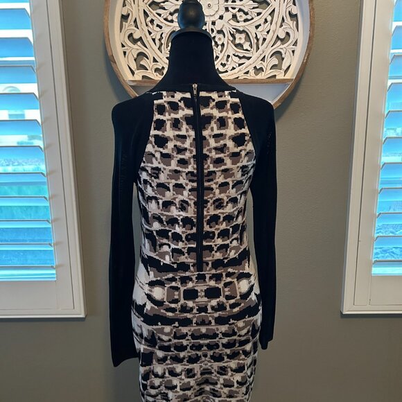 Parker NY Women Hartley Black SZS Knit Dress Fishnet/Mesh Long Sleeves BodyCon - Picture 6 of 10